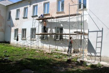 Идет ремонт здания красногорского отделения полиции