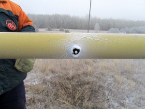 В деревне Долговка Еткульского района неизвестные прострелили газопровод