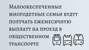 Дети из многодетных малообеспеченных семей с 1 сентября будут получать ежемесячную выплату на проезд в общественном транспорте