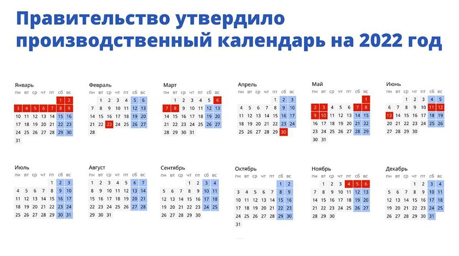 Правительство РФ утвердило производственный календарь на 2022 год