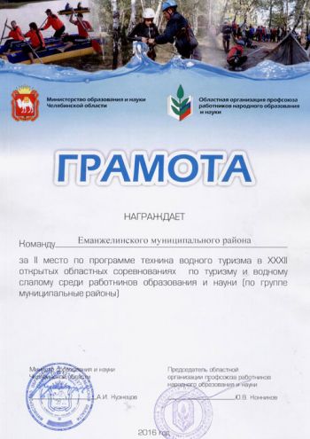 Команда Еманжелинского района заняла второе место по водному туризму на областных состязаниях